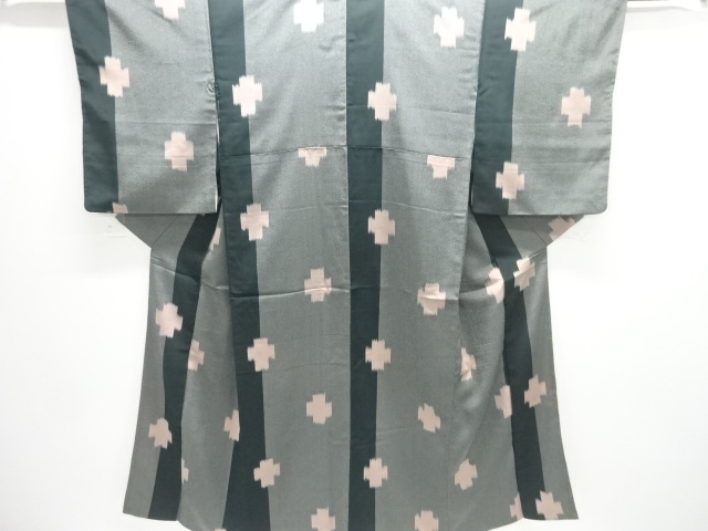 JAPANESE KIMONO / ANTIQUE TAISHO ROMANTIC CROSS PATTERN WOVEN OMESE KI